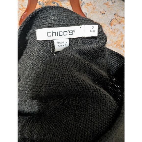 Chico’s Black Faux Fur Cuff Cardigan – Size 2 - Picture 5 of 5